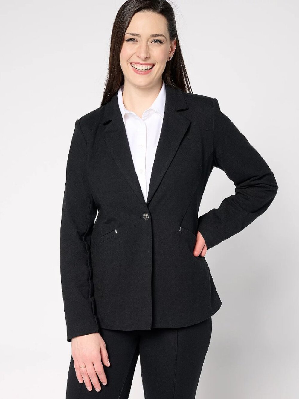 Women with Control Cotton Jersey Blazer, Black Sz XS a678615